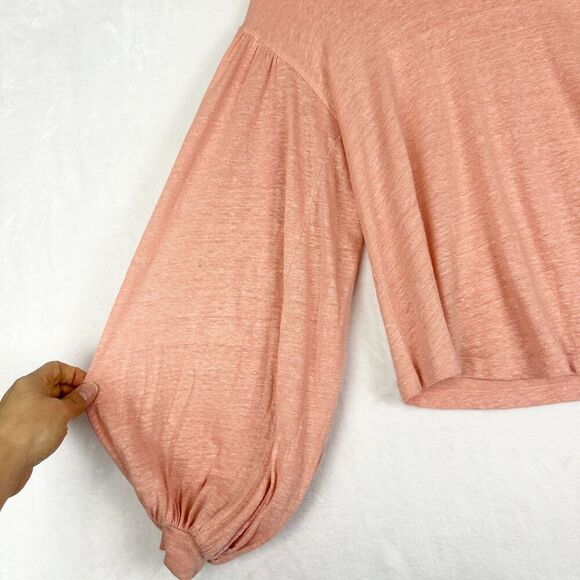 Ulla Johnson Faye Top Linen Size Small Peach Coral Balloon Sleeve Oversized - Picture 3 of 5